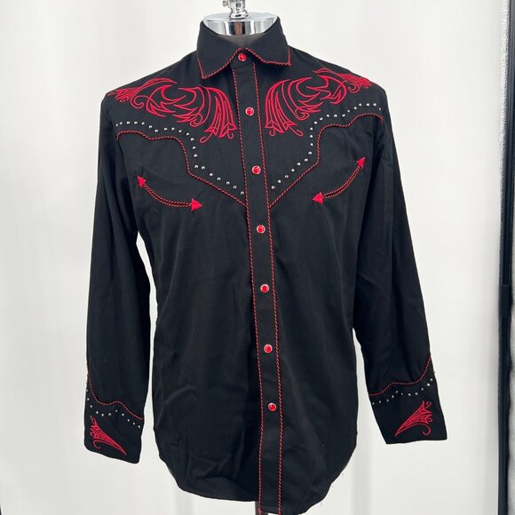 Scully‎ Western Pearl Snap Shirt Mens Size S Embroidered Cowboy Rodeo Country - Picture 2 of 11